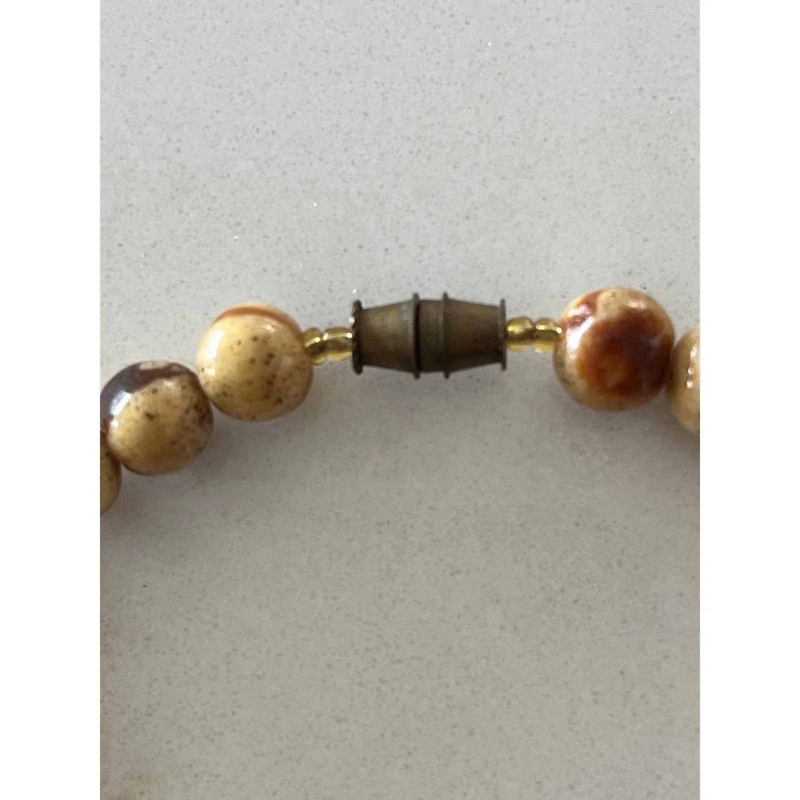 Vintage Cat Necklace Statement Beaded Costume‎ Jewelry Tan - Image 3