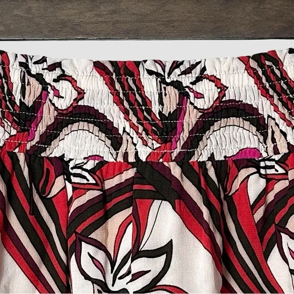 Anthropologie Floral Print Ruffle Tiered Mini Skirt‎ Red Pink Size S Boho - Image 7