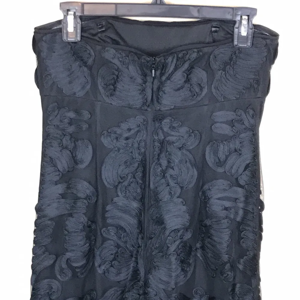 White House Black Market Petites Women’s Textured Mesh Black Tube Mini Dress - Image 5