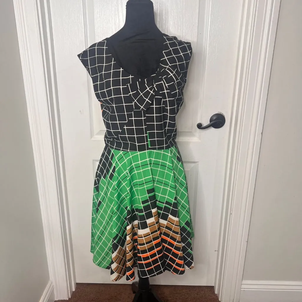 Anthropologie Eva Franco Grid Print‎ Multi-colored Dress Size Large NWT - Image 7