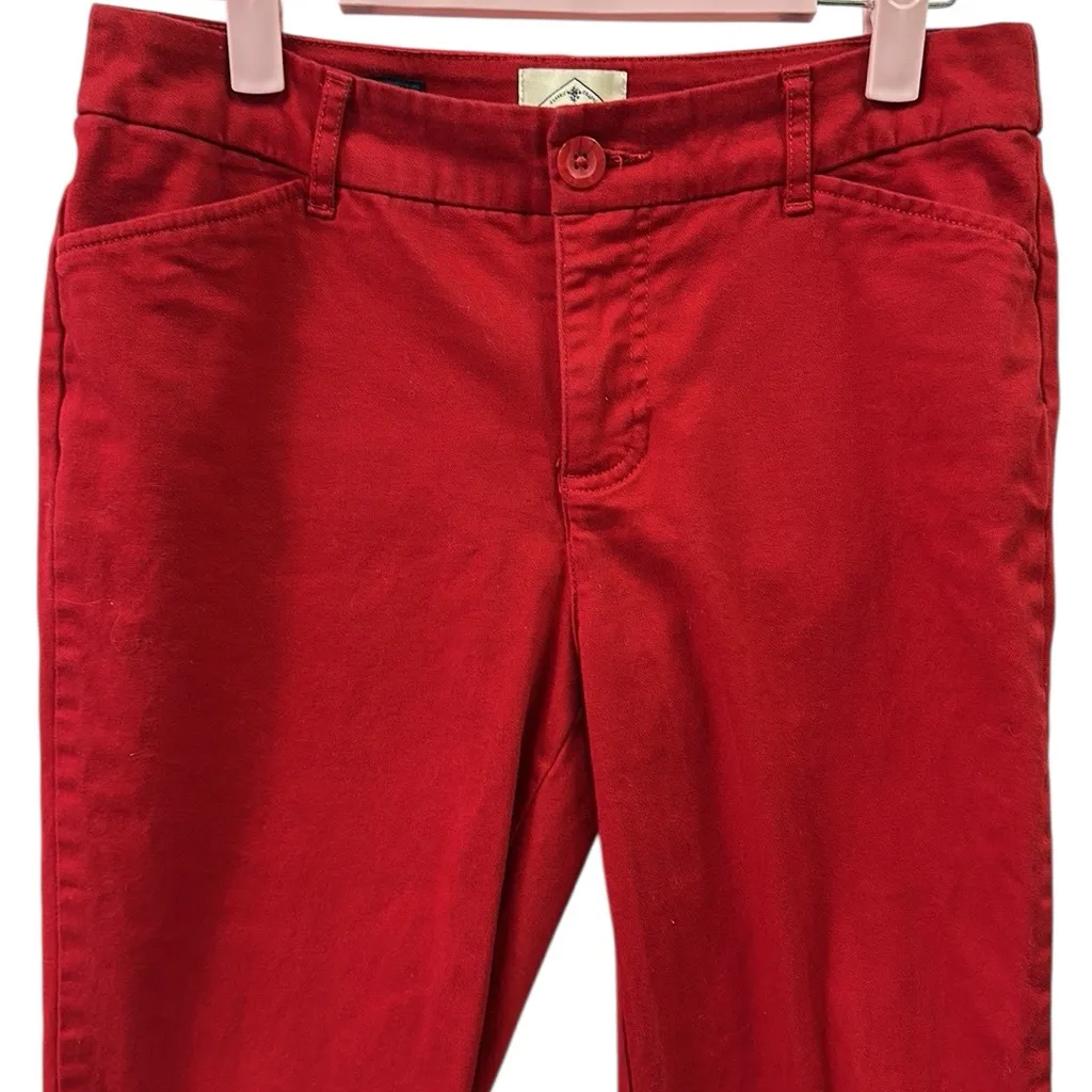 St Johns Bay Red Cotton Spandex Blend 4 Pocket Cropped Pants Womens 6 - Image 3