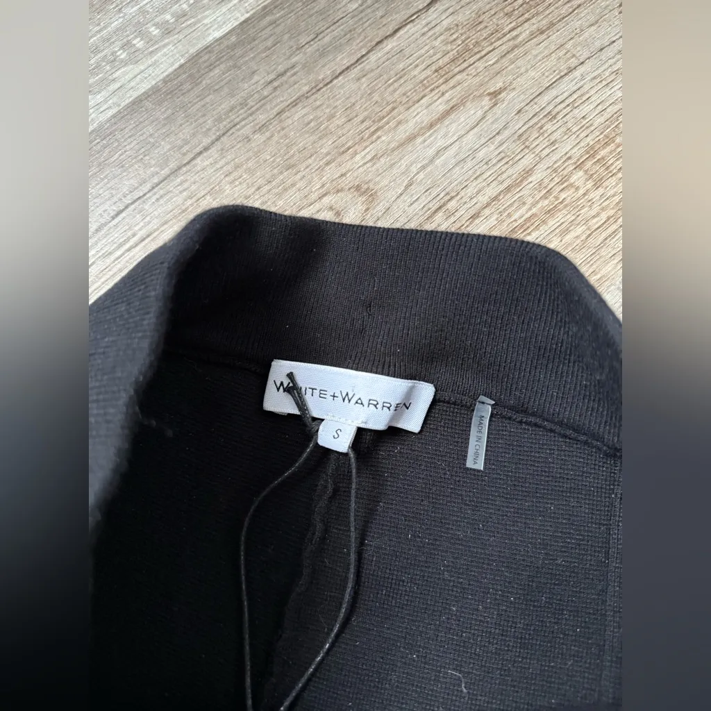 NWT WHITE & WARREN Superfine Organic Cotton Kick Flare Pant Black Casual Pant S - Image 9