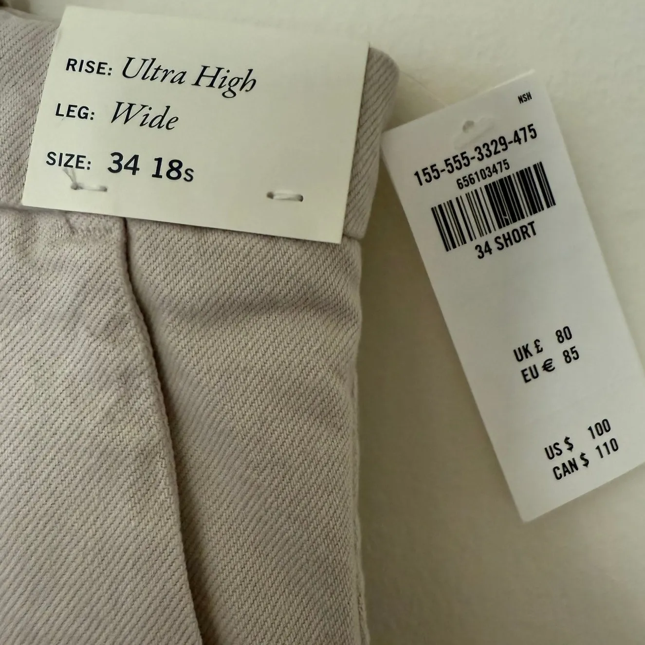 NWT Abercrombie & Fitch Beige Ultra High Wide Pants Minimalistic 18 Short - Image 6