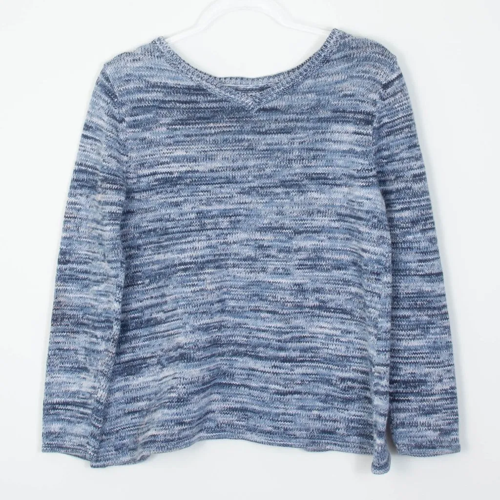 J. Jill Womens Blue Heathered Long Sleeve Knit Pullover Sweater Boxy Size Small - Image 7