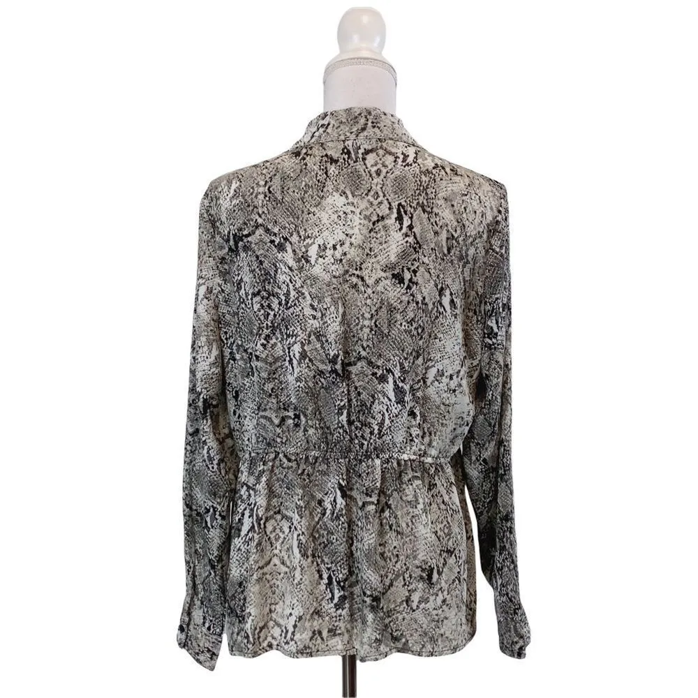 APT. 9 Snake Skin Print Long Sleeve Tunic Work Casual Top Blouse Large - Image 4