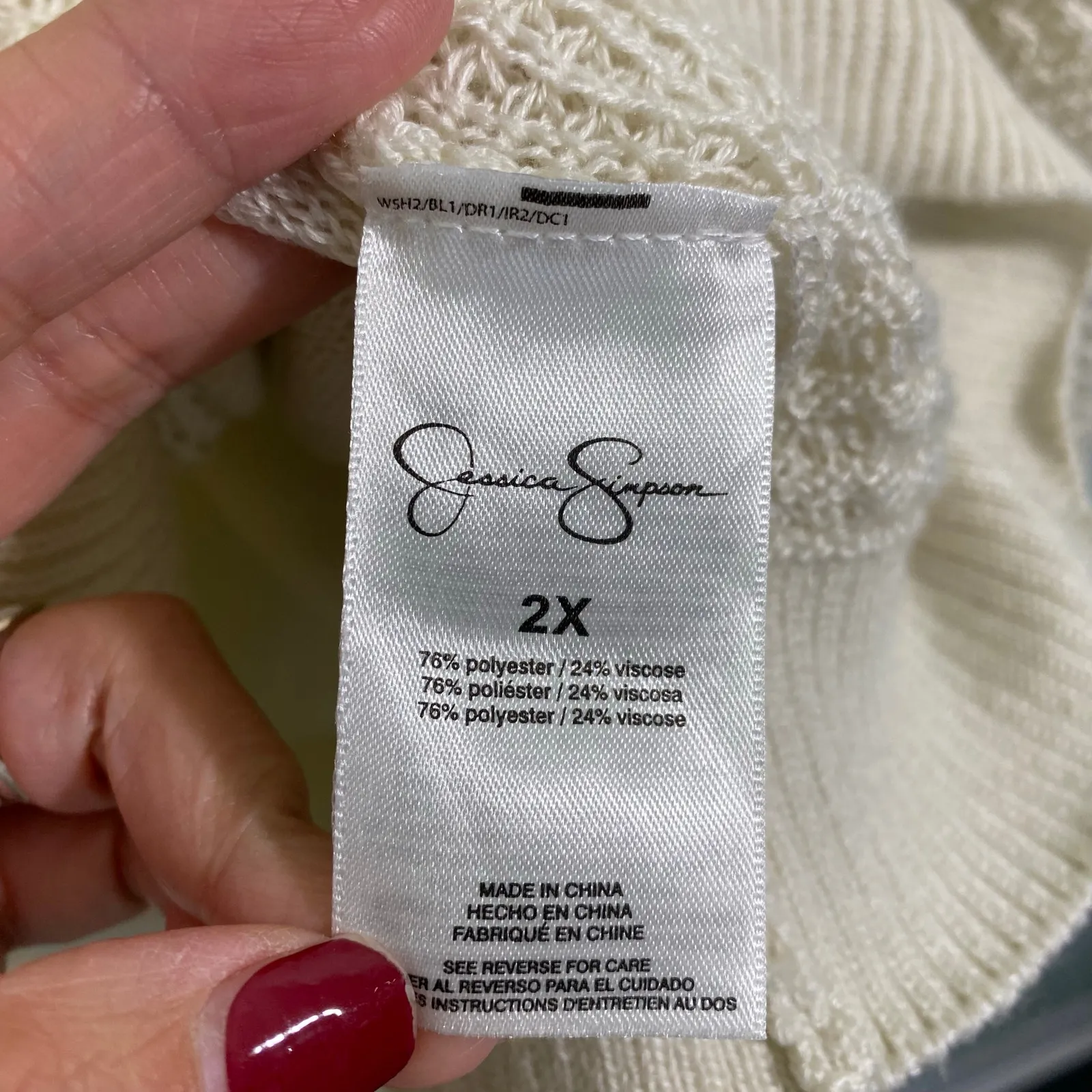 Jessica Simpson Cream Textured Knit Crew Neck Long Sleeve Sweater Size 2X NWT - Image 7