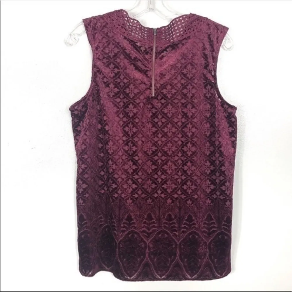 Valerie Stevens Maroon Burn Out Top Size M - Image 4