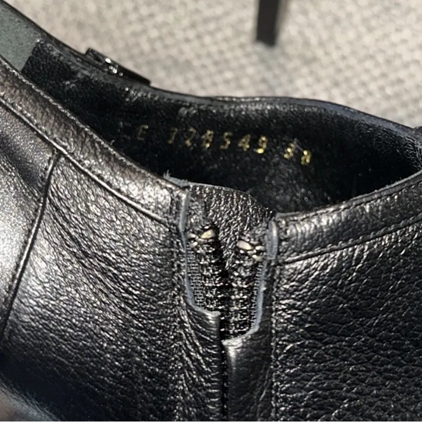 SAINT LAURENT PARIS Black Micro Studded Ankle Heel Boots - Image 13