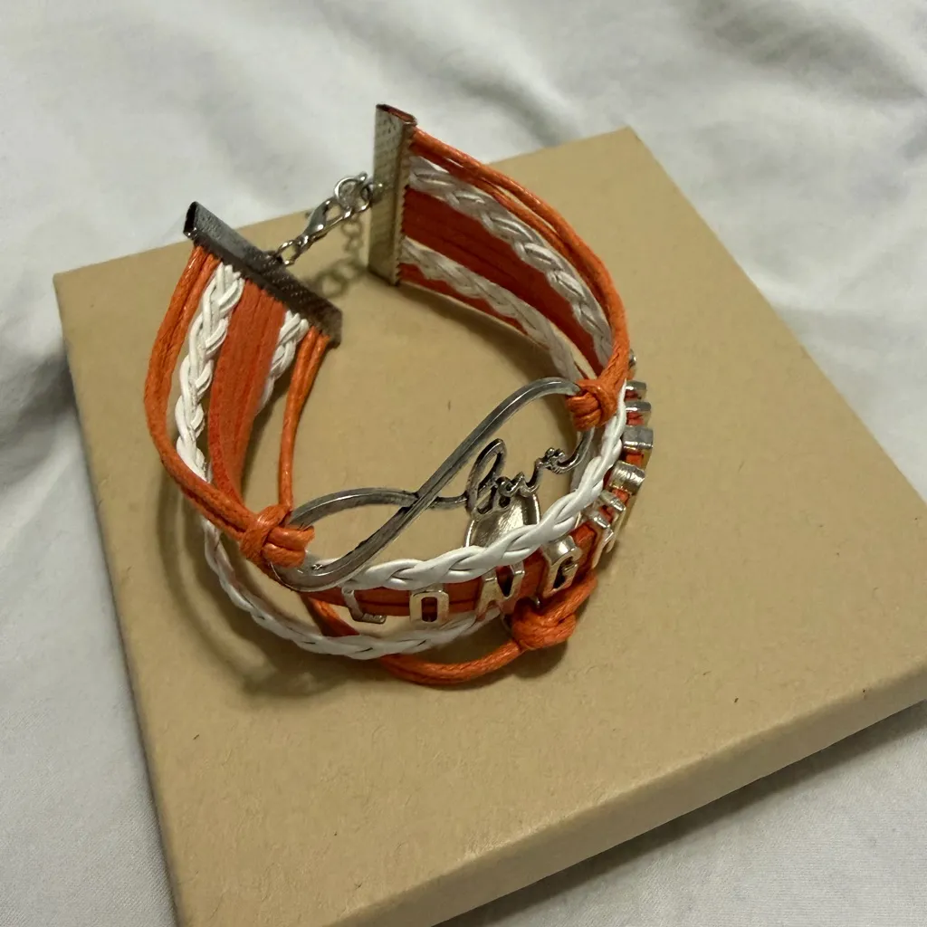 Orange and White Adjustable Texas Longhorns Bracelet - Image 6