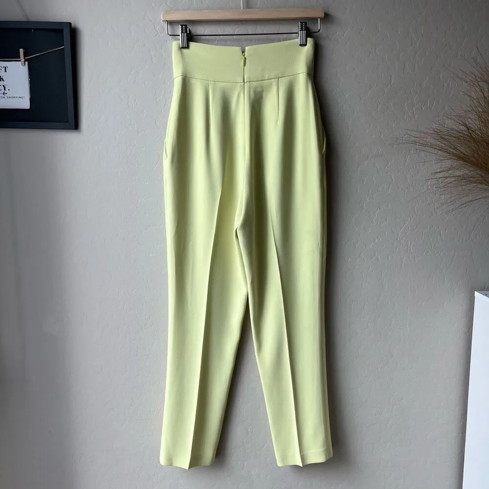 PINKO Natalia Yellow High Waisted Pleated Crepe Ankle Trouser Pants‎ Size 2 Yellow - Image 5