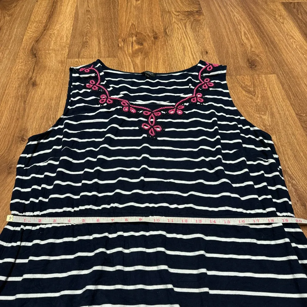 Talbots Embroidered Blue Sleeveless Stripe Jersey Maxi Dress Womens 3XP Petite - Image 11