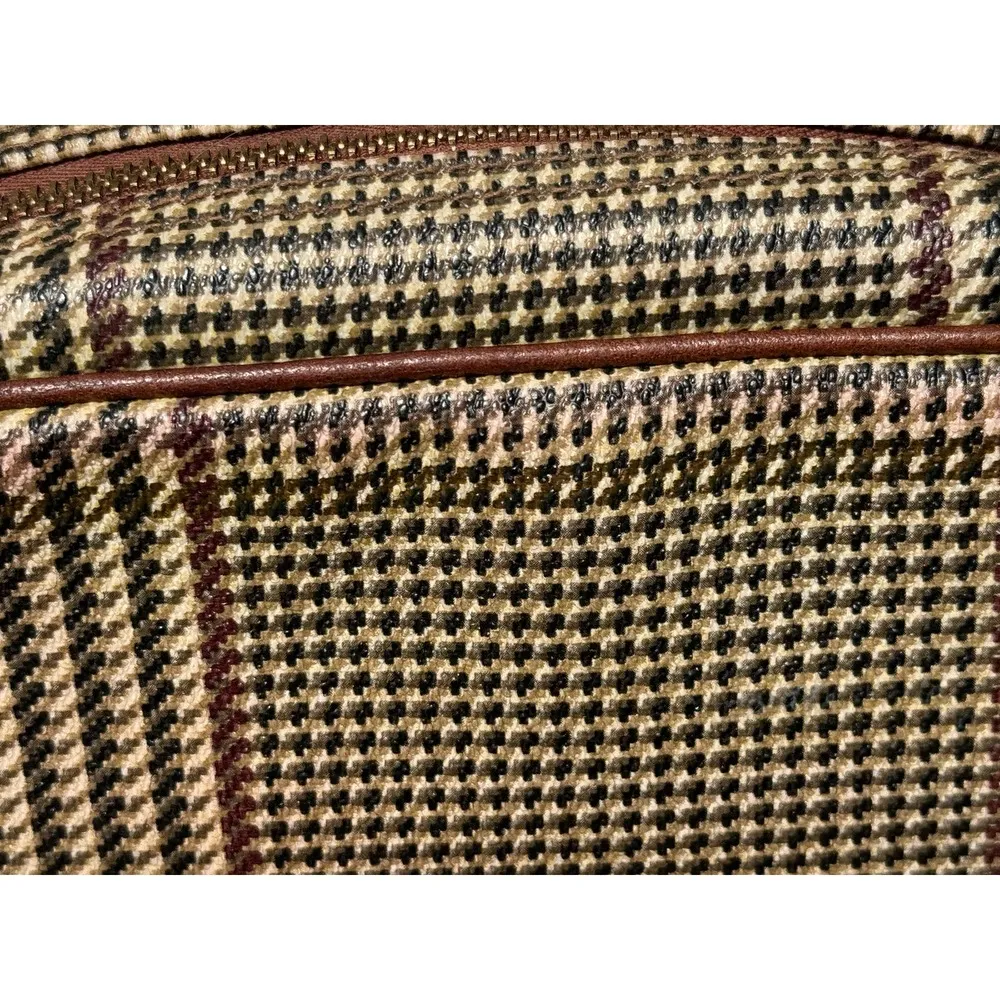 Polo Ralph Lauren Shoulder Plaid Houndstooth Bag Crossbody Vintage Prep Brown - Image 5