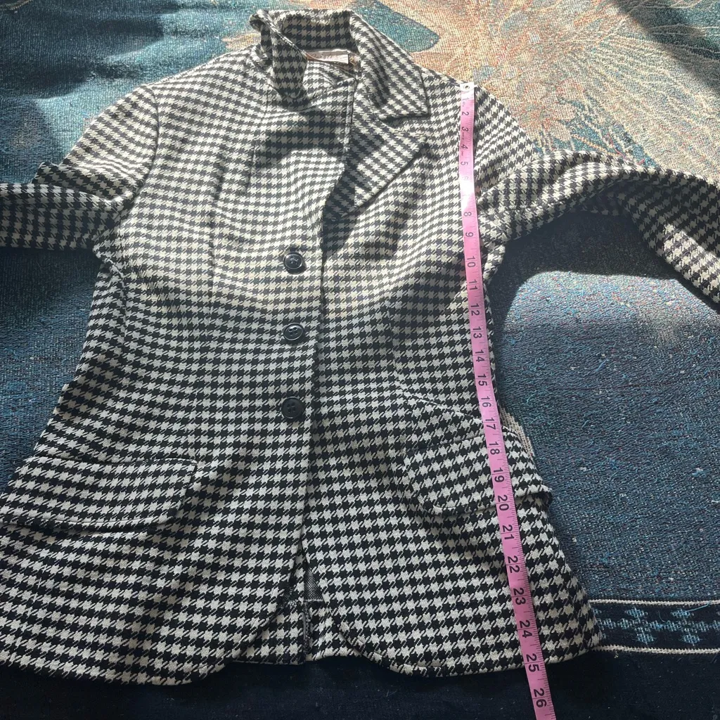 Vintage Geistex 1940s Houndstooth Wool Blazer Black White Jacket Women’s M Retro Size M - Image 12