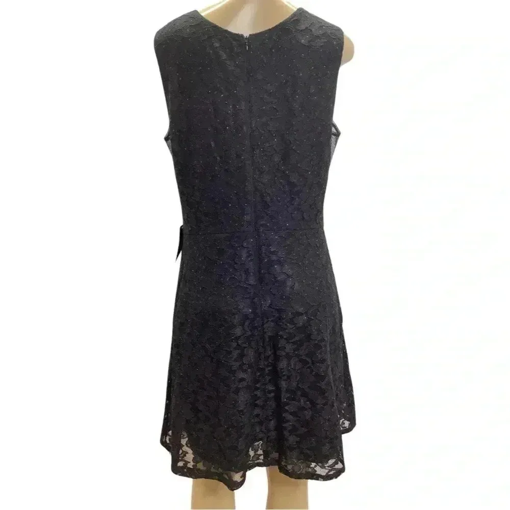 Alexa B Nites Black Lace Shimmer Sleeveless Dress Size 16W New With Tags - Image 3