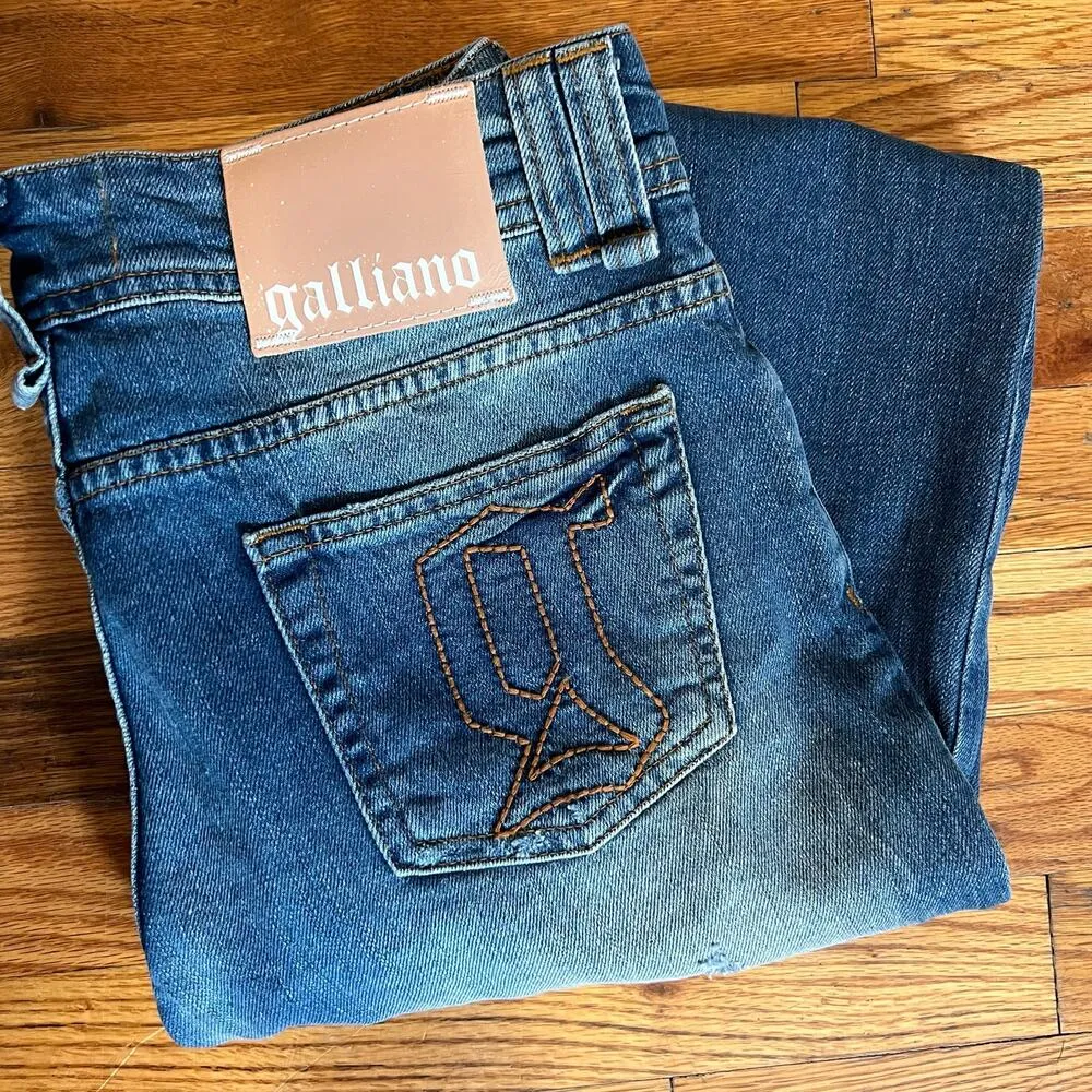 Galliano Y2K Vintage Straight Leg Jeans Women’s Size 29 Medium Wash Blue - Image 3