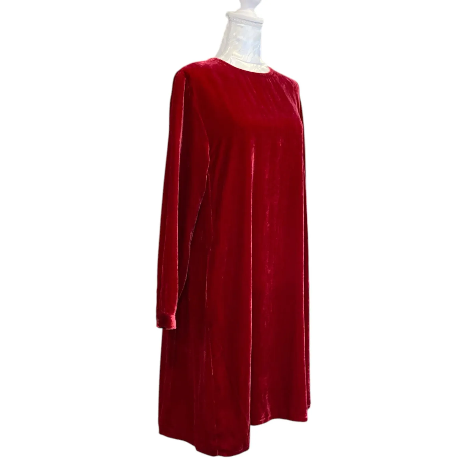 Eileen Fisher The System Ruby Red Silk Velvet Dress Womens Sz Small Knee Length - Image 4