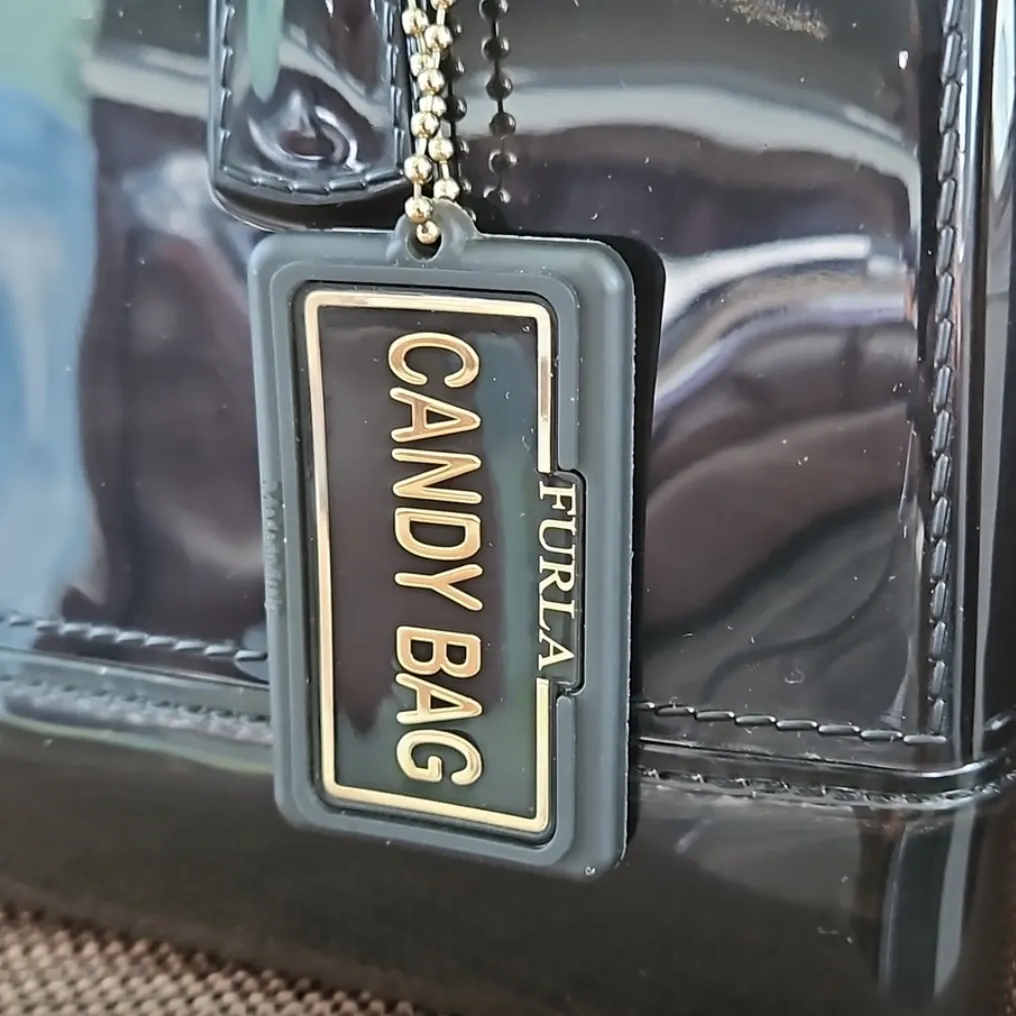 Furla Black Glossy Rubber Small Candy Satchel - Image 6