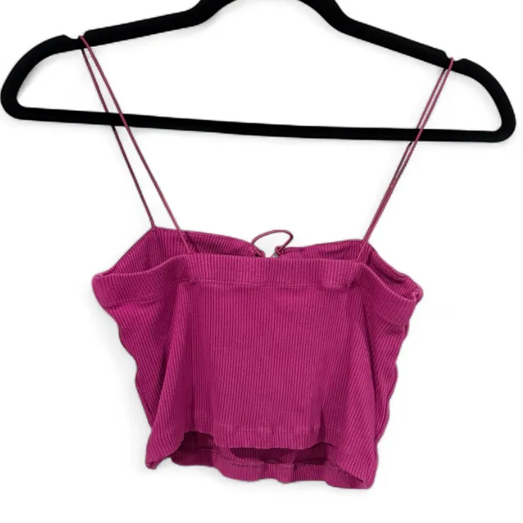 Intimately‎ by Free People Lola Fuchsia Lace-Up Ribbed Crop Top- Size Medium - Image 2