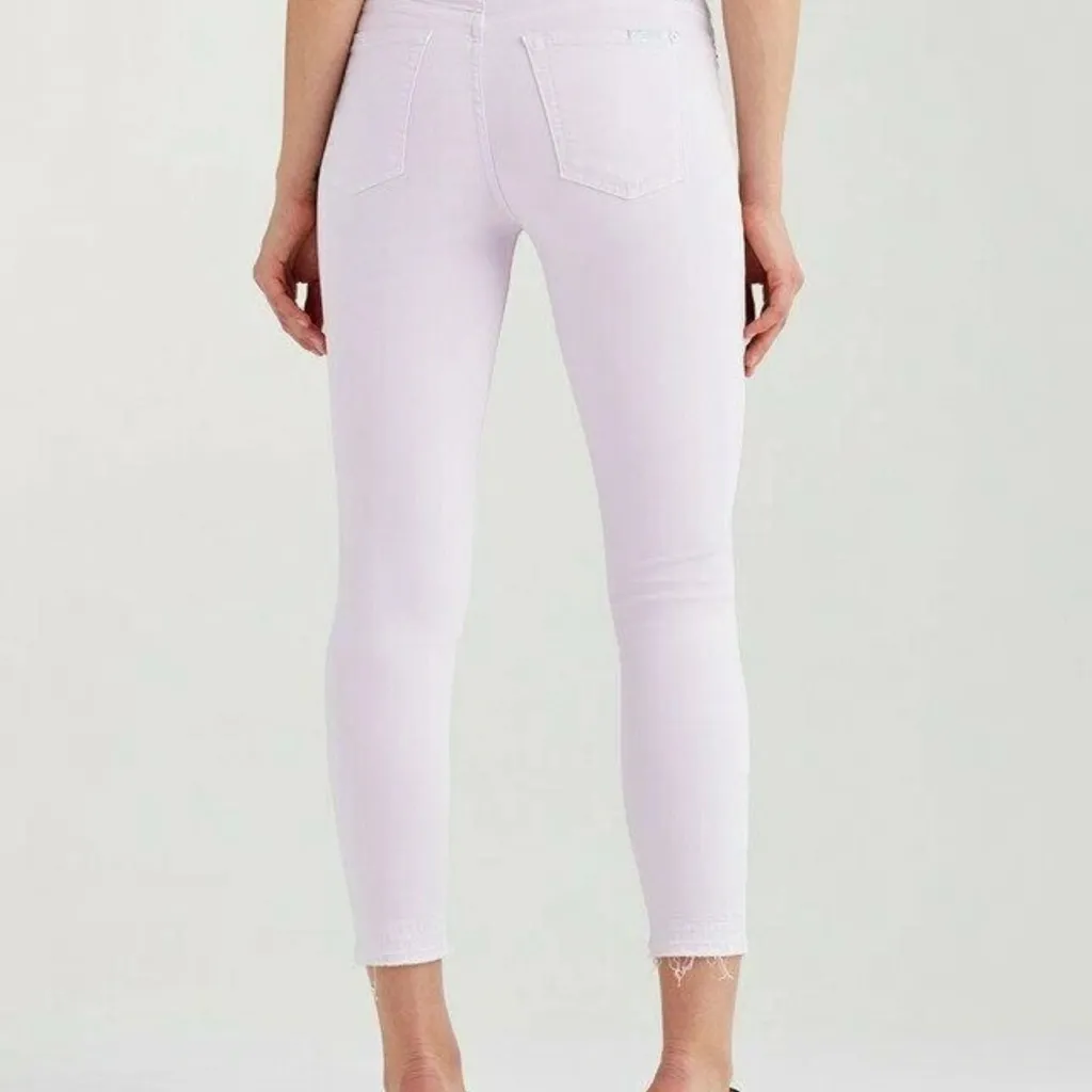 7 For All Mankind NWT The Ankle Skinny Raw Hem Womens 28 Lavender Purple Stretch - Image 3