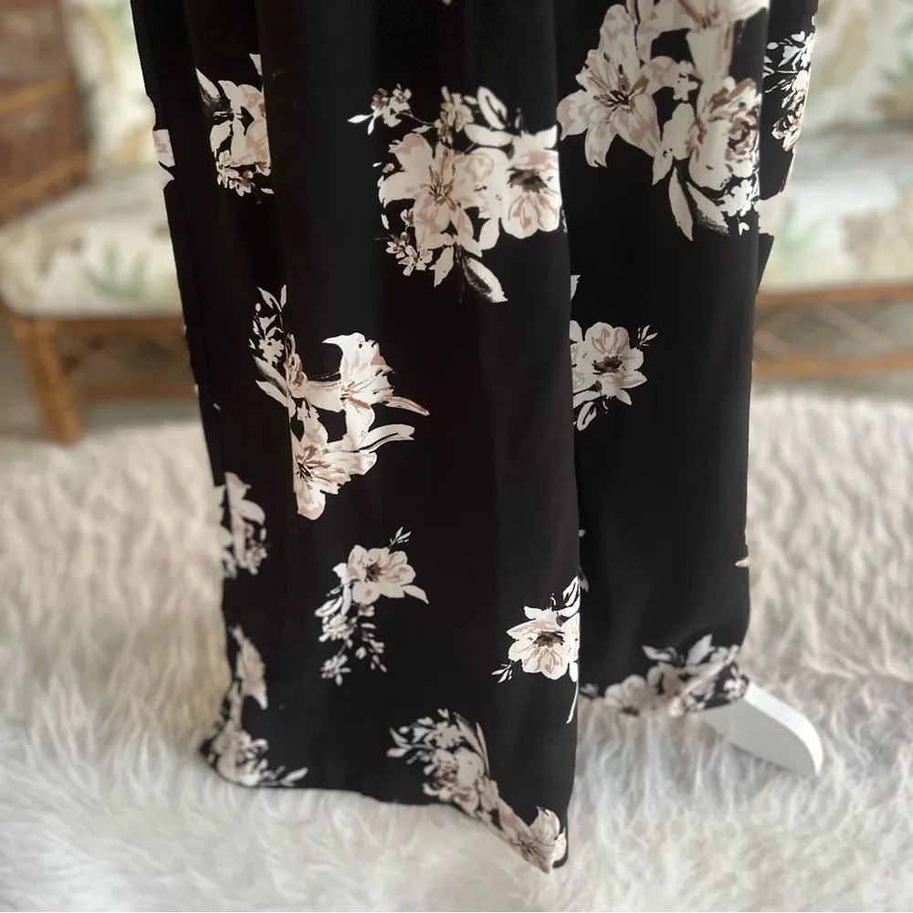 BB Dakota Jumpsuit Wide Leg Black Floral Backless Sleeveless M Brunch Garden - Image 9