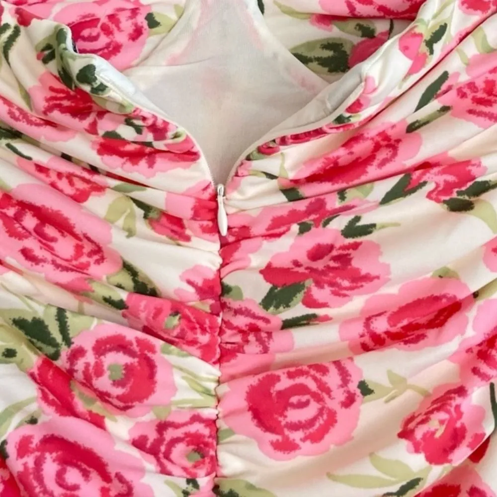 NWOT Zara Draped Ruched Floral Pink Rose Bodysuit Size Medium - Image 15