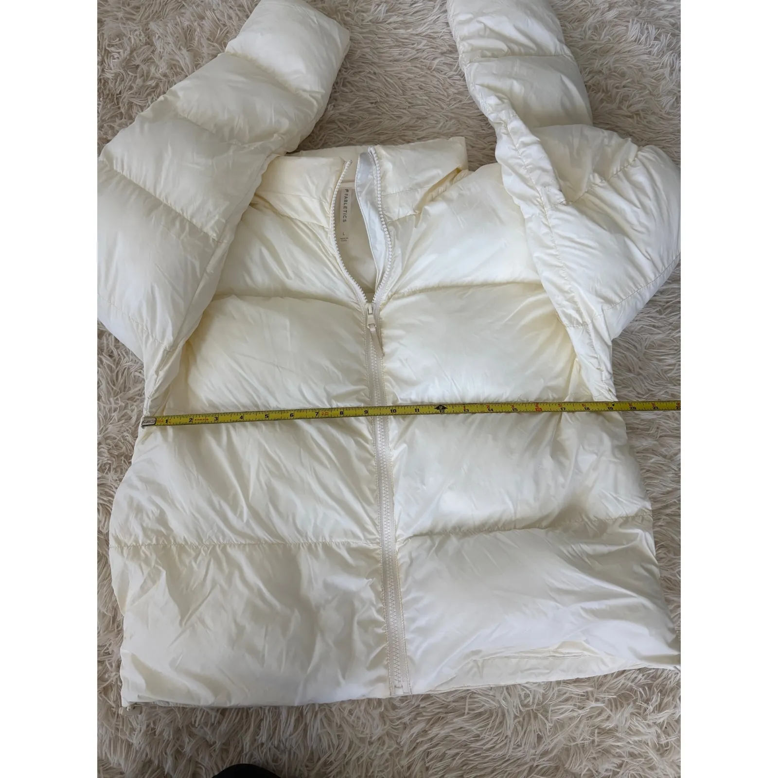 Fabletics Puffer Jacket Womens Size L Ivory White Full Zip Layering‎ Coat - Image 5