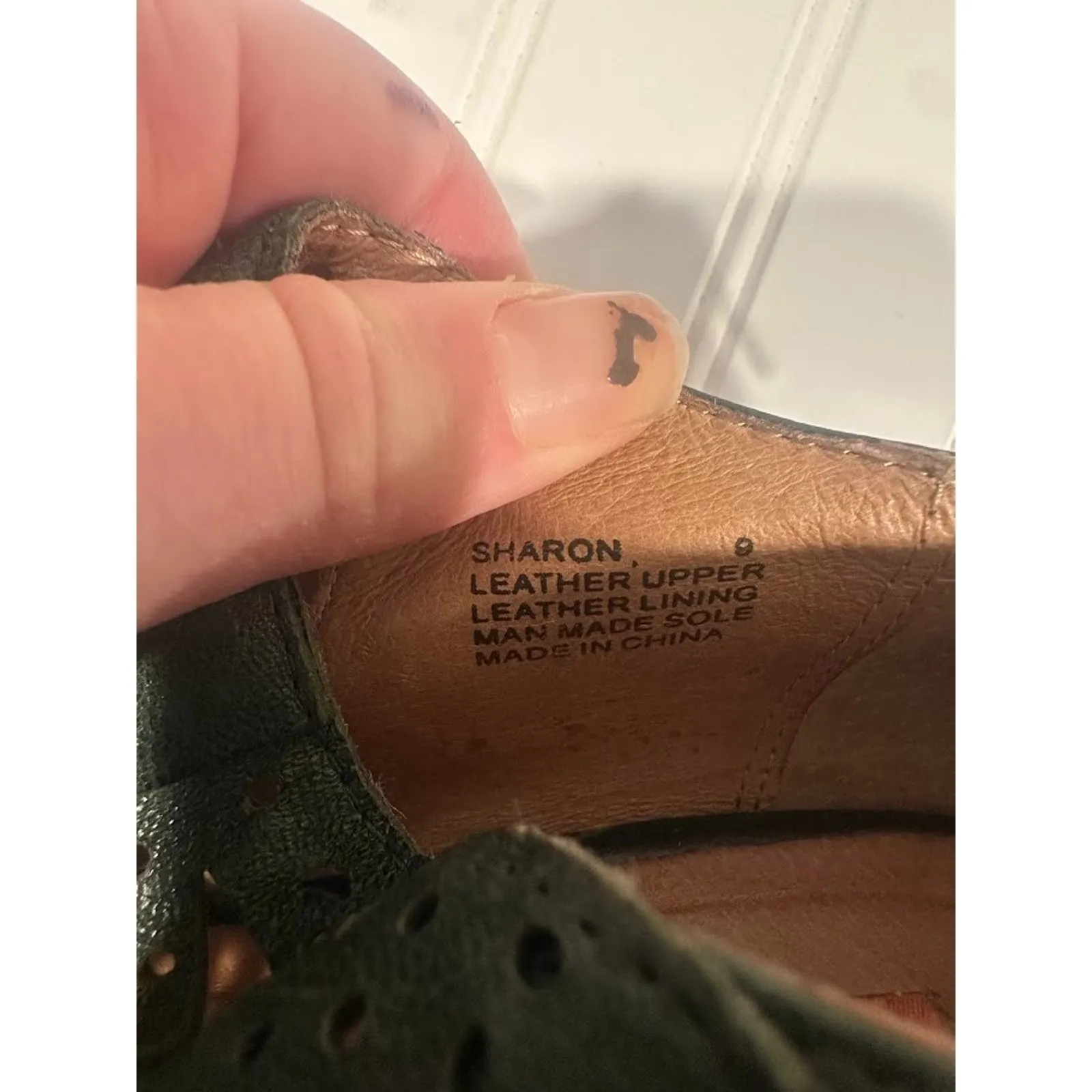 Miz Mooz Sharon Green Leather Retro Pumps Heels Back Zip Buttons Eyelets Size 9 - Image 8