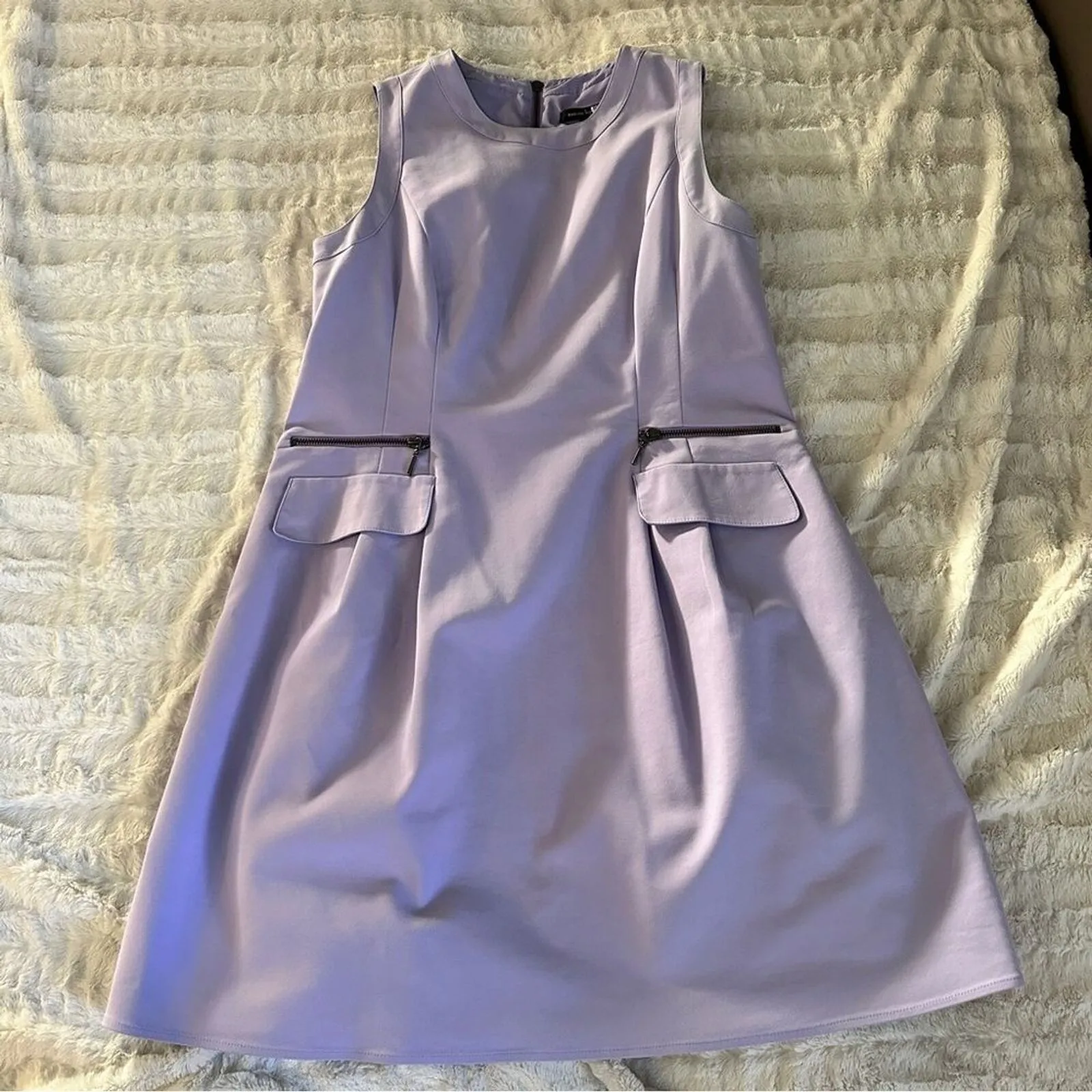 Nanette Lepore Lavender Purple Round Neck Dress Size 14 Tea Time Wedding Guest - Image 5
