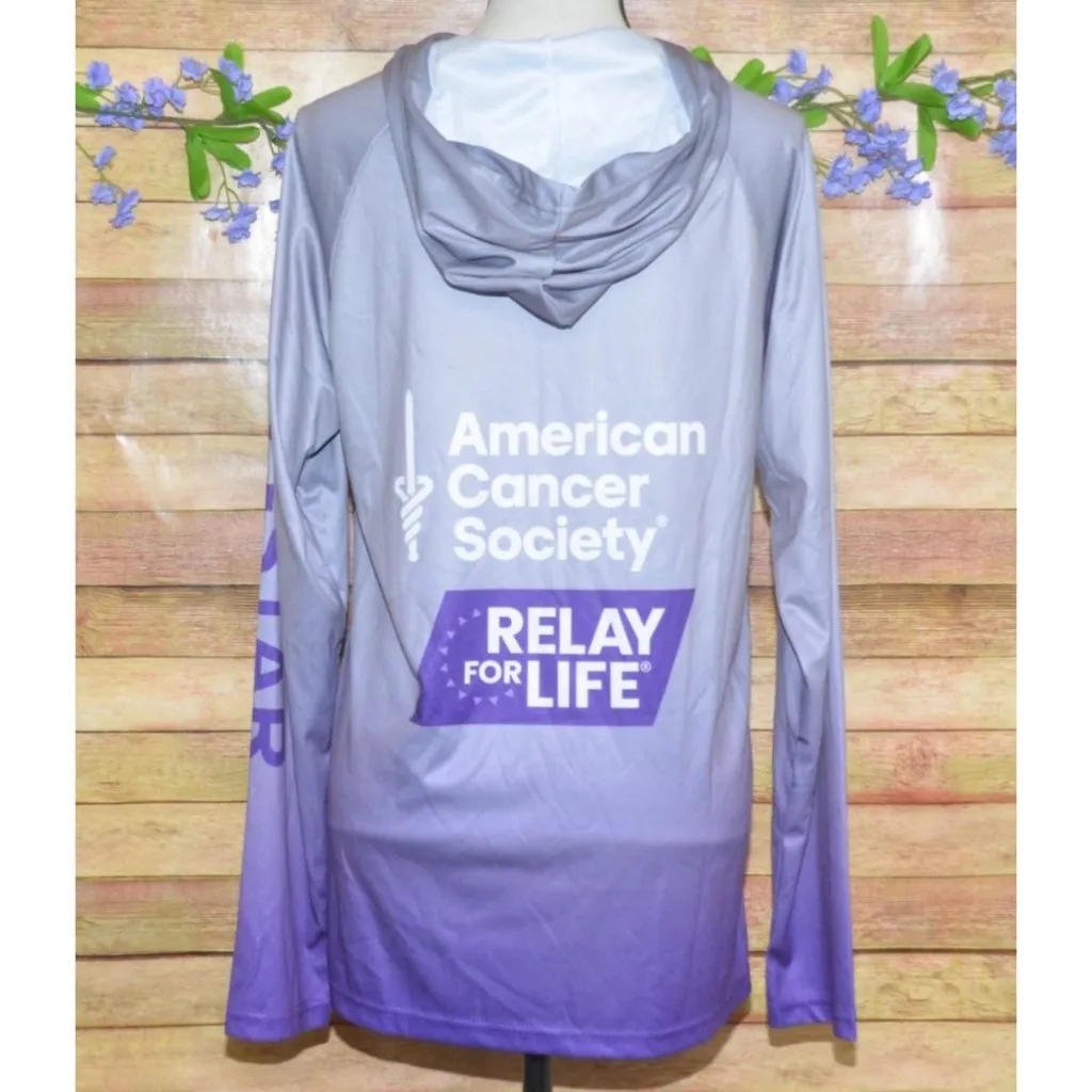 American Cancer Society Relay For Life Unisex M Purple Ombre Hooded Sweatshirt Size M - Image 9