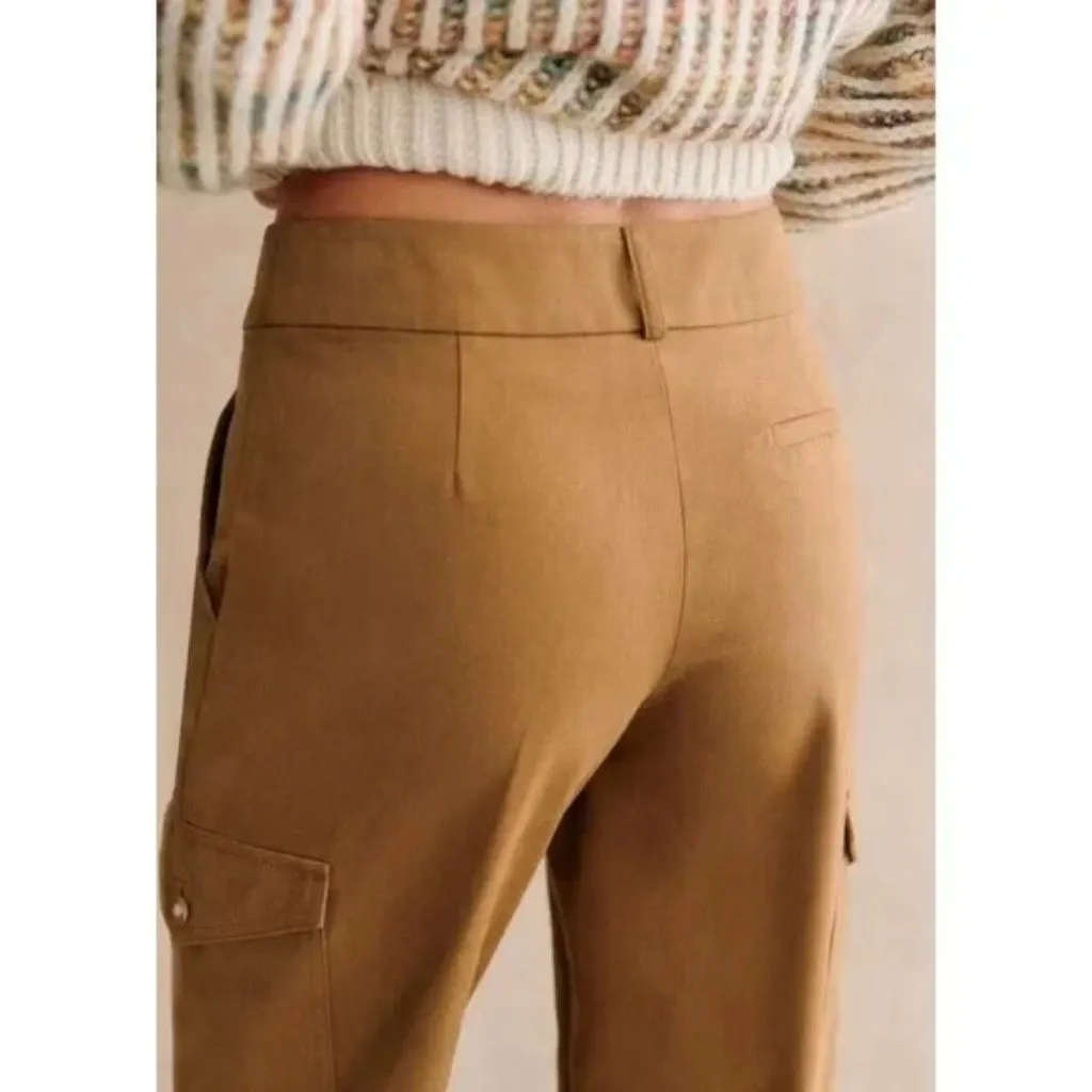 NWT Sezane Benicio Trouser in Caramel Cotton Chino Cargo Pants 46 / 14 - Image 8