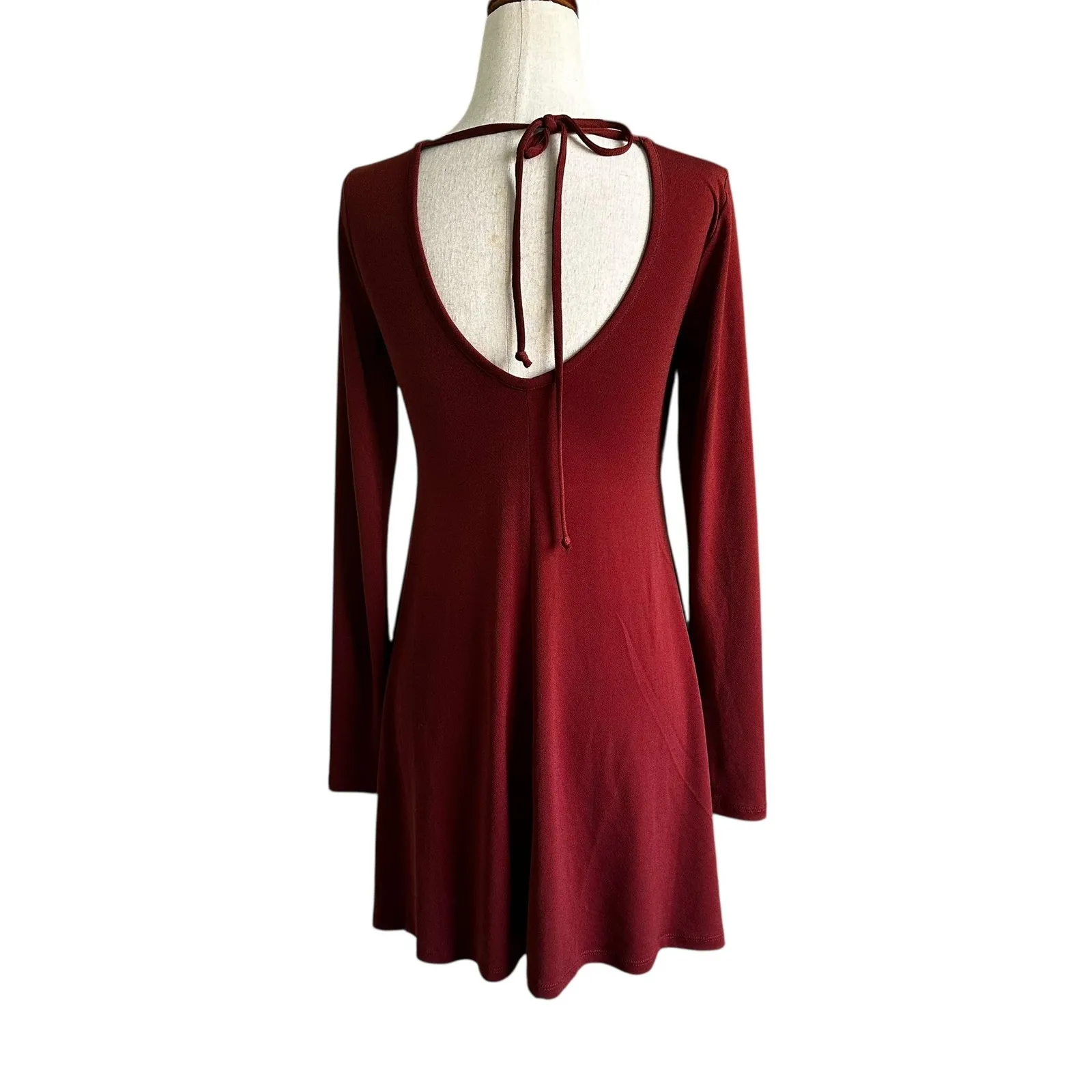 Forever 21 Maroon Stretch Mini A-line Dress Women's Size XS | 2-19-2 - Image 2
