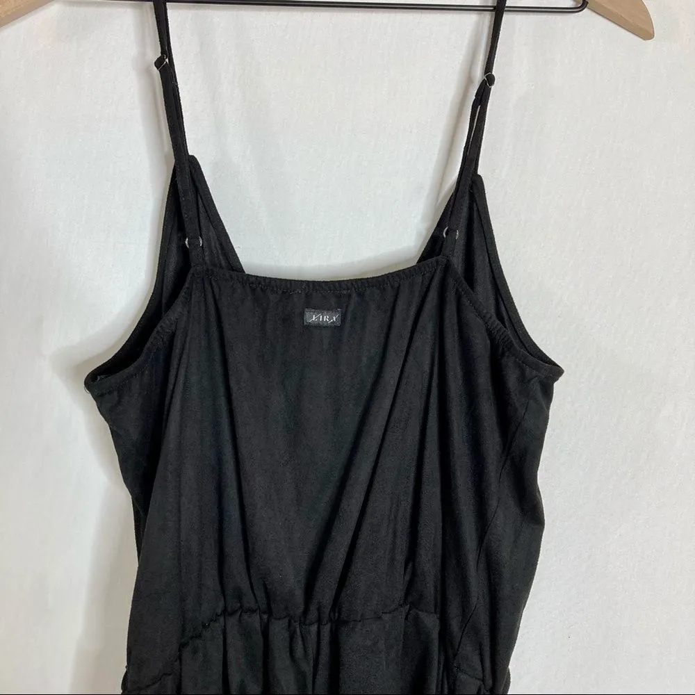 Lira Black Faux Suede Wrap Romper Sleeveless Size Large Low Cut - Image 8