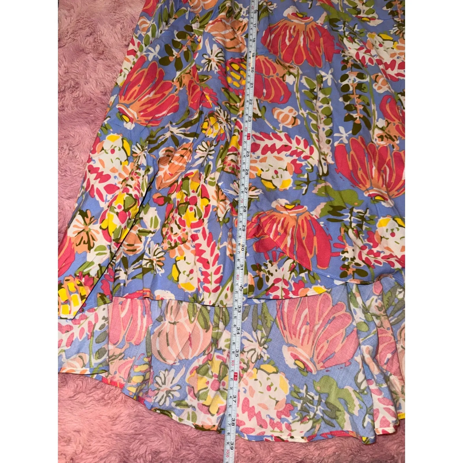 Matilda Jane Floral Maxi Skirt Ruffle Tiered Blue Pink Yellow Women's - Image 4