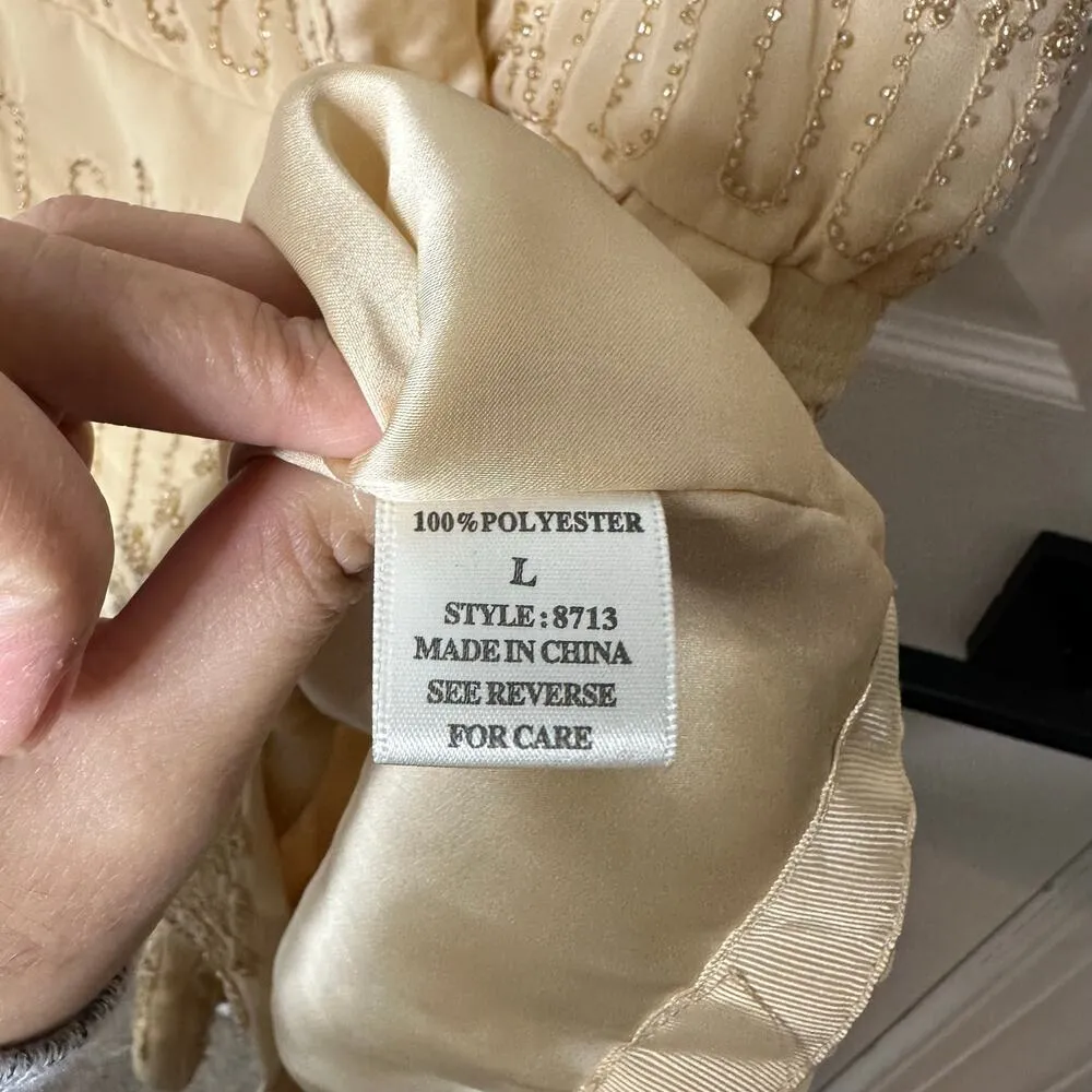 Freeway Sz Large‎ Cream Beaded Sequin Sleeveless Strappy Dressy Romper - Image 5