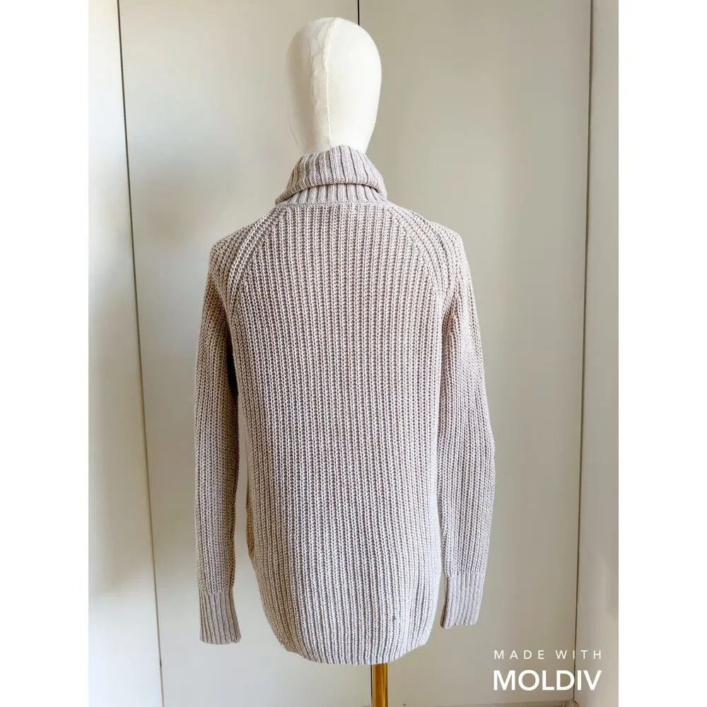UO Silence & Noise Chunky knit Turtleneck Sweater Taupe Size XS neutral knits - Image 5