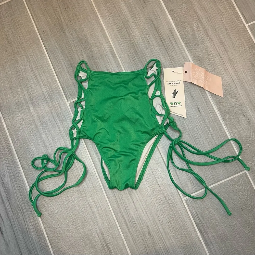 NWT WE ARE HAH HI-KINI GREEN WITH ENVY BIKINI BOTTOM SZ SMALL - Image 5