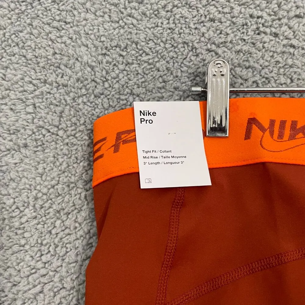 NEW Nike Pro Dri Fit Mid-Rise Shorts Women XXL Orange 3in GRX Athletic Training - Image 5
