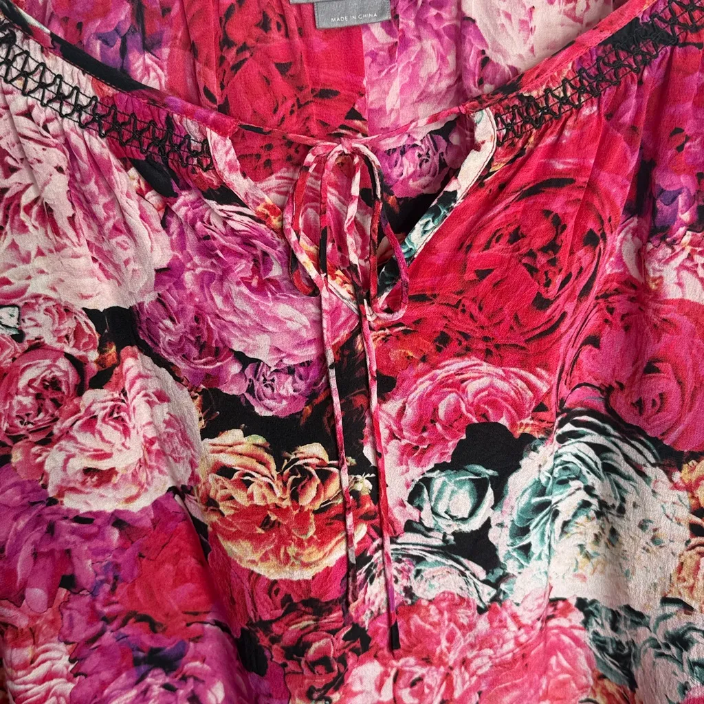 Anthropologie Silk Vanessa Virginia Spring Captured Rose Floral Top W1908 Sz S - Image 6