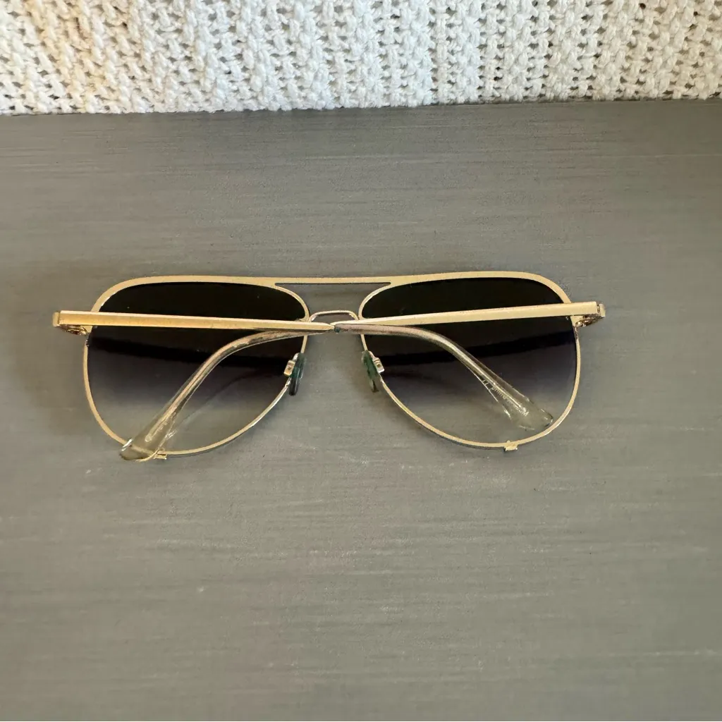 Quay Gold and Black Aviator Sunglasses - Image 10