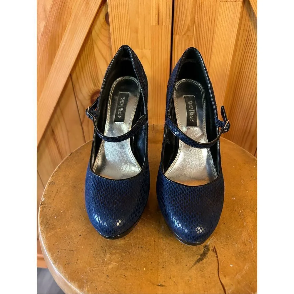 White House Black Market  Bailey Blue Heels Size 6M - Image 2