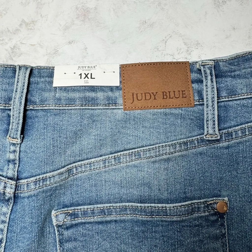 NWT Judy Blue Denim Tummy Control High Waist Skirt Size 1XL Blue - Image 9