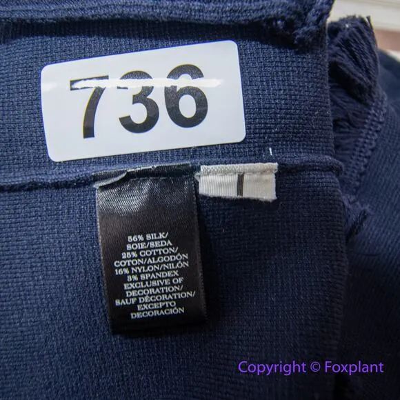 Ann Taylor Fringe Detail sweater‎ cardigan in navy blue, size XXSP - Image 9