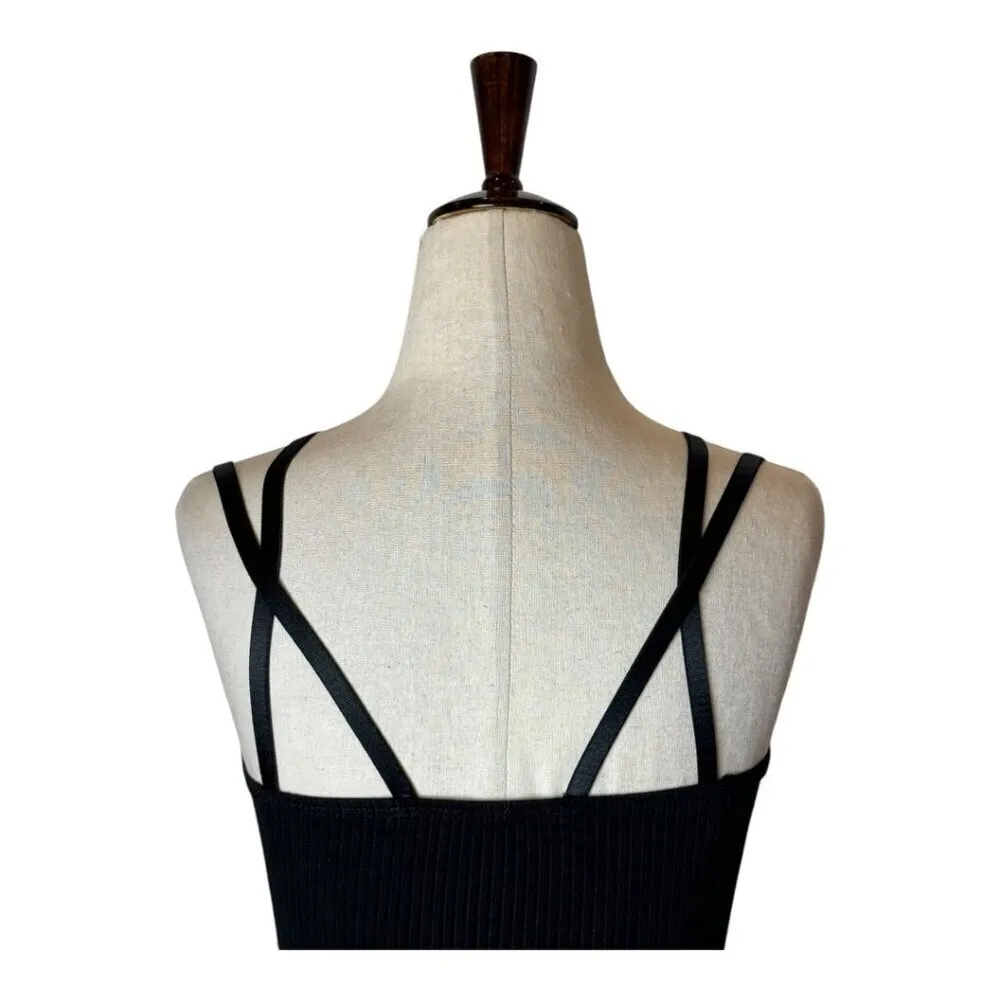 The Range Shirt Women XS Black Ribbed‎ Knit Double Strap Cropped Alloy Tank Top - Image 5