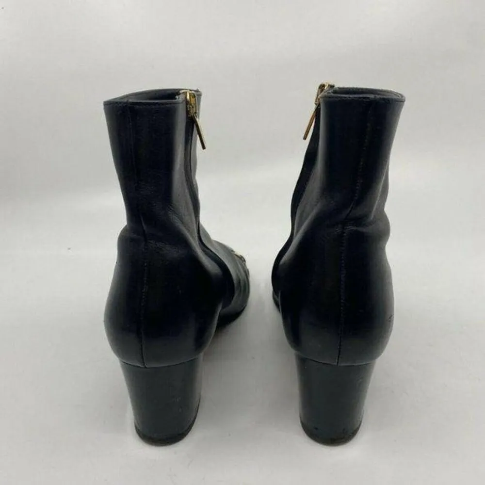 Msrp$730 SALVATORE FERRAGAMO Booties W/ Gold signa - Image 4