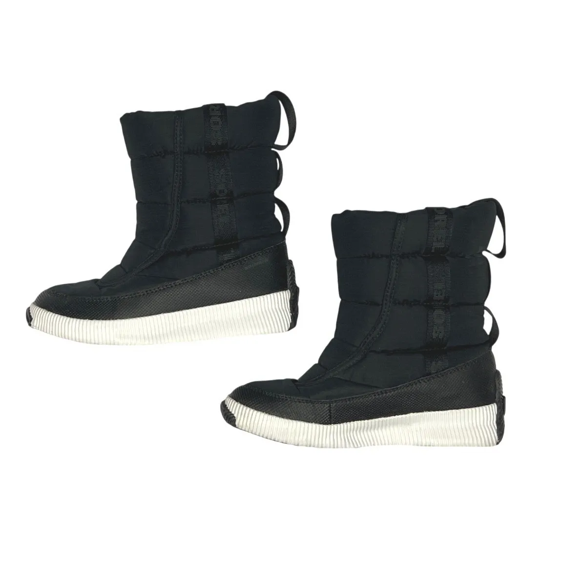 Sorel Out and About Mid Puffer Boots Womens 6.5 Black White EUC - Image 5