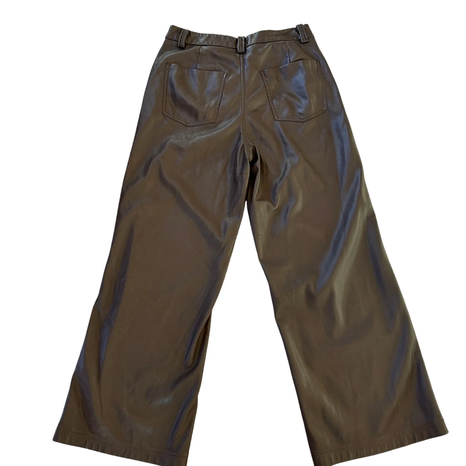 Joe's Jeans Brown Faux Leather Pants Size 30 Wide Leg Trouser Crop Designer $198 - Image 10