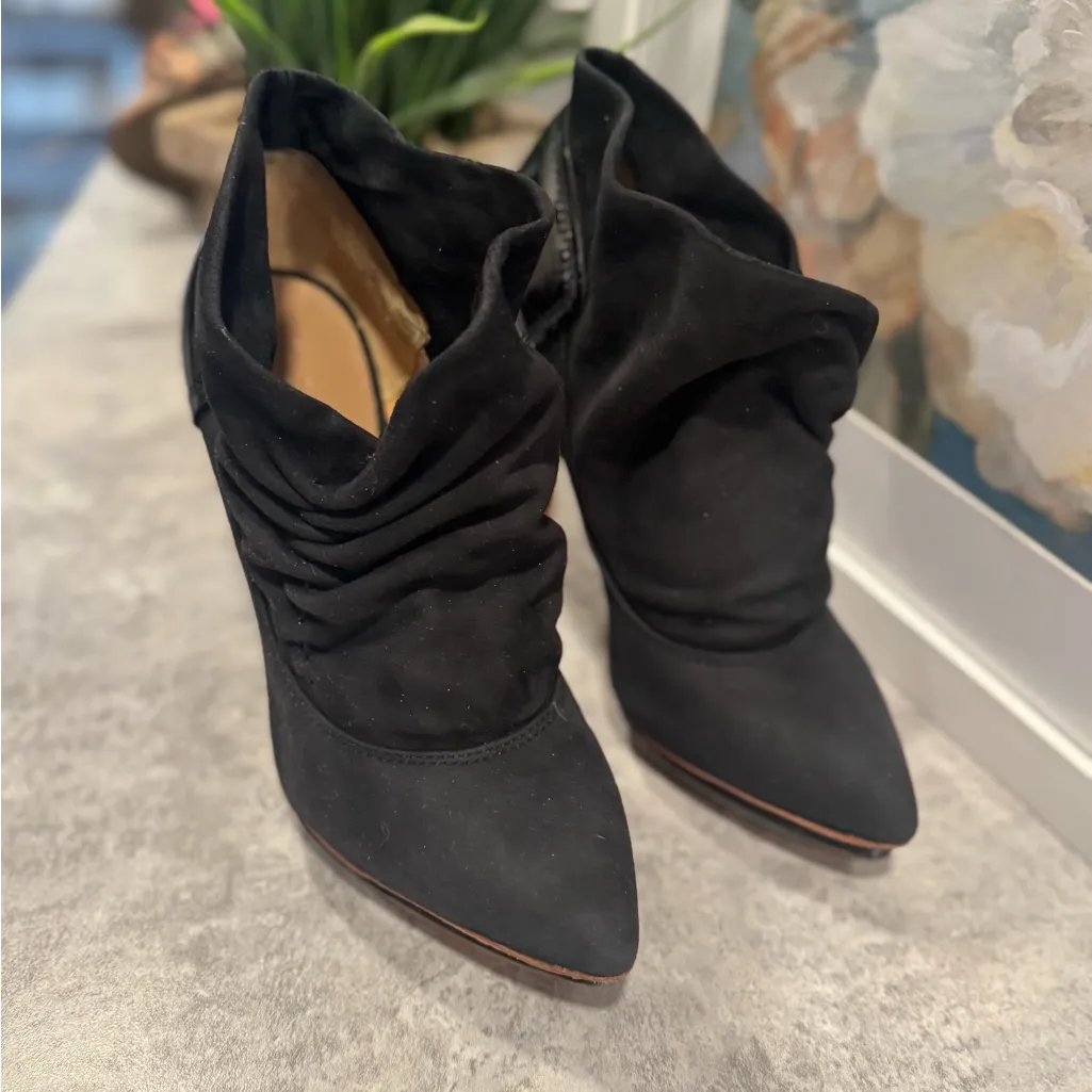 L.A.M.B. Gwen Stefani Women's 8 Boots, Slouchy Suede Ruched Ankle Platform Heels - Image 2