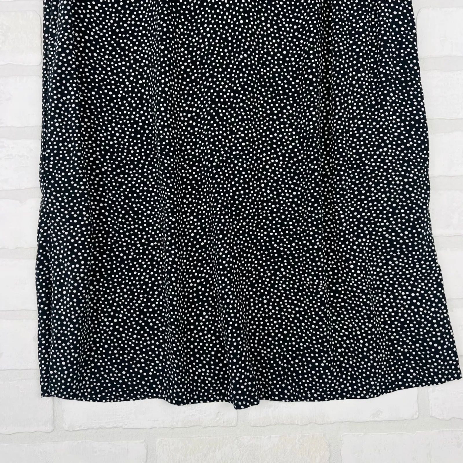 GAP Black White Polka Dot V Neck Short Sleeve Knee Length Casual Dress Women's S - Image 2