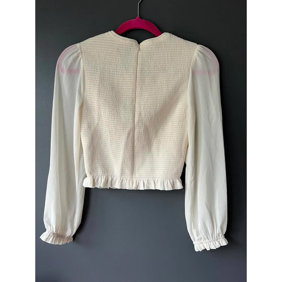 Quince XS White Smocked Crop Top - Image 5