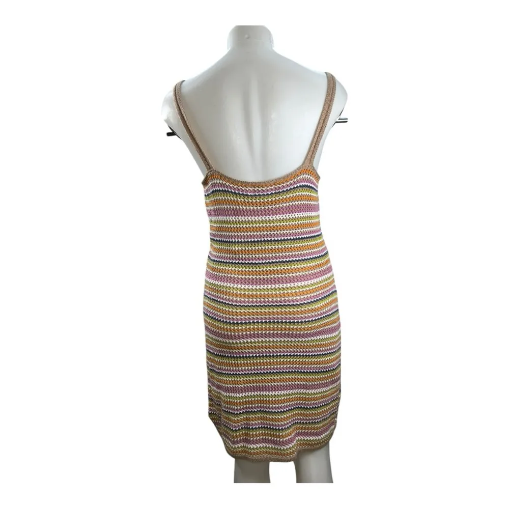 OLIVE + OAK Multicolor pastel Striped Knit spaghetti strap mini dress M Pink Size L - Image 3